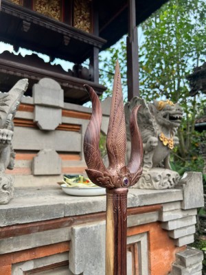 Трезубец (Тришула) с Аметистом ☥ I, из дерева Соно, ручная работа.